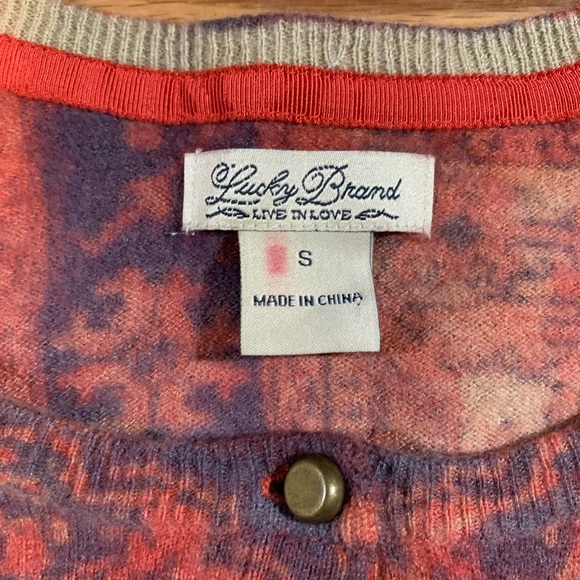 Lucky Brand rug print fuzzy cardigan S - Picture 6 of 6